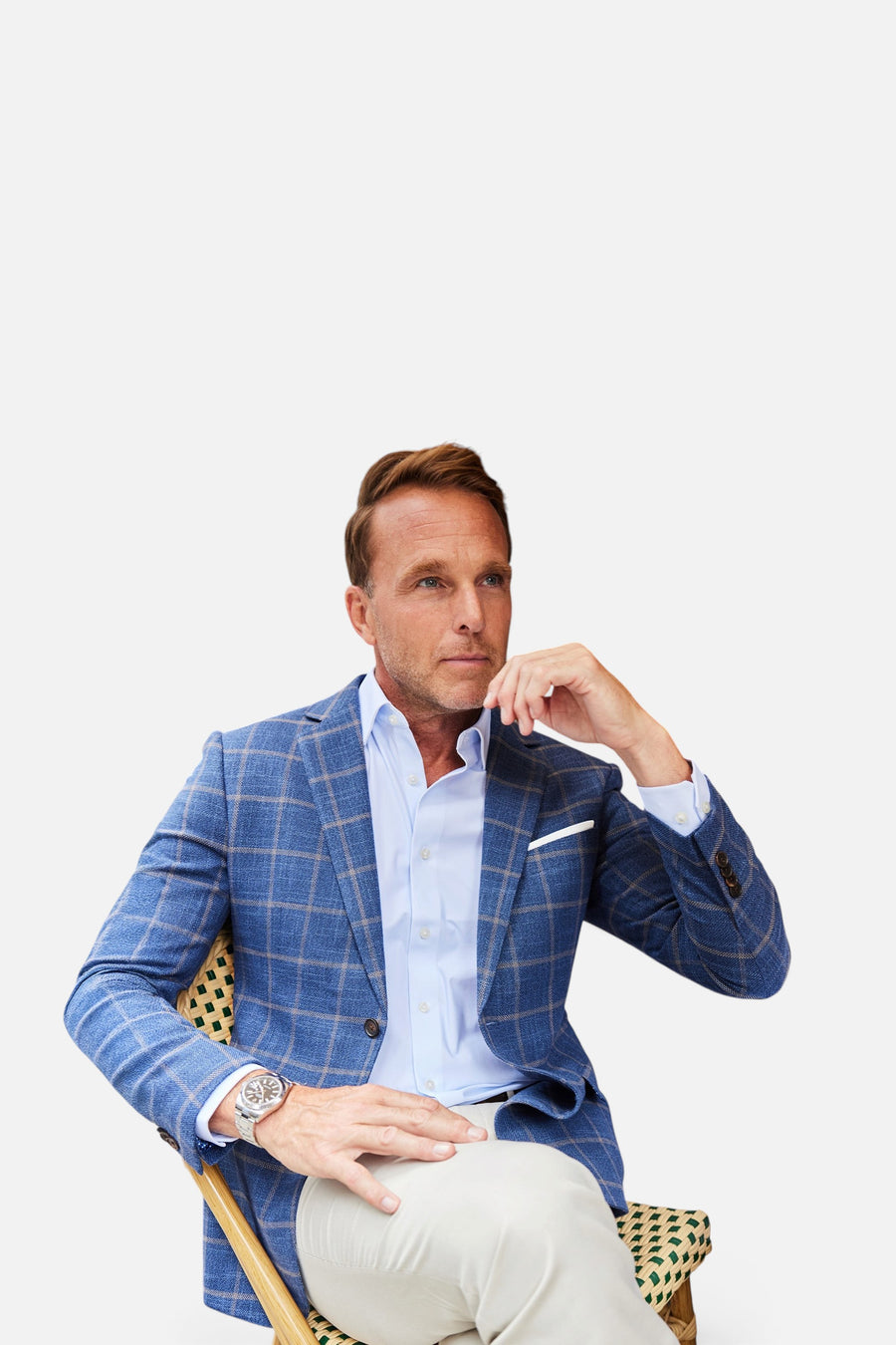 Maverick Travel Blazer in Dark Blue Windowpane – detail