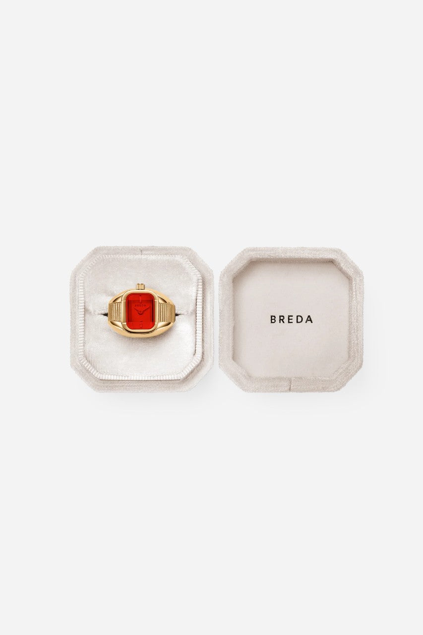 MEGHANI - Breda Nocturne Time Ring Deep Gold/Flame – flat lay