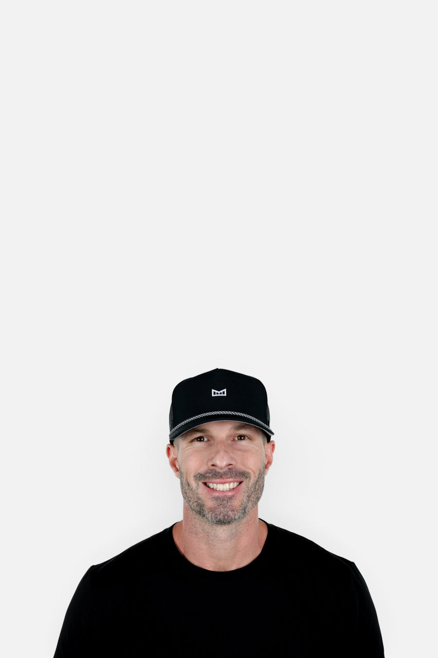 Melin Odysea Rope Bulls Icon Hydro Hat in Black – flat lay