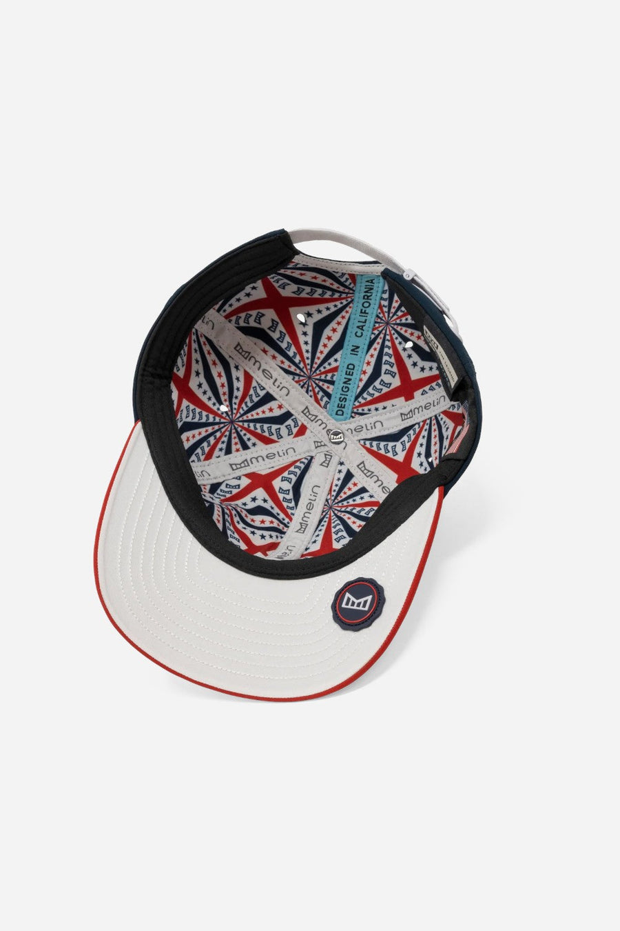Melin The Legend Americana Hydro Hat in White / Red / Navy – flat lay