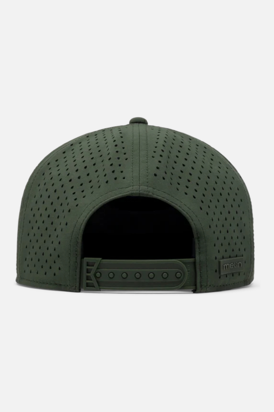Melin Trenches Icon Hydro Flat Bill Hat in Khaki & Kombu Green – detail