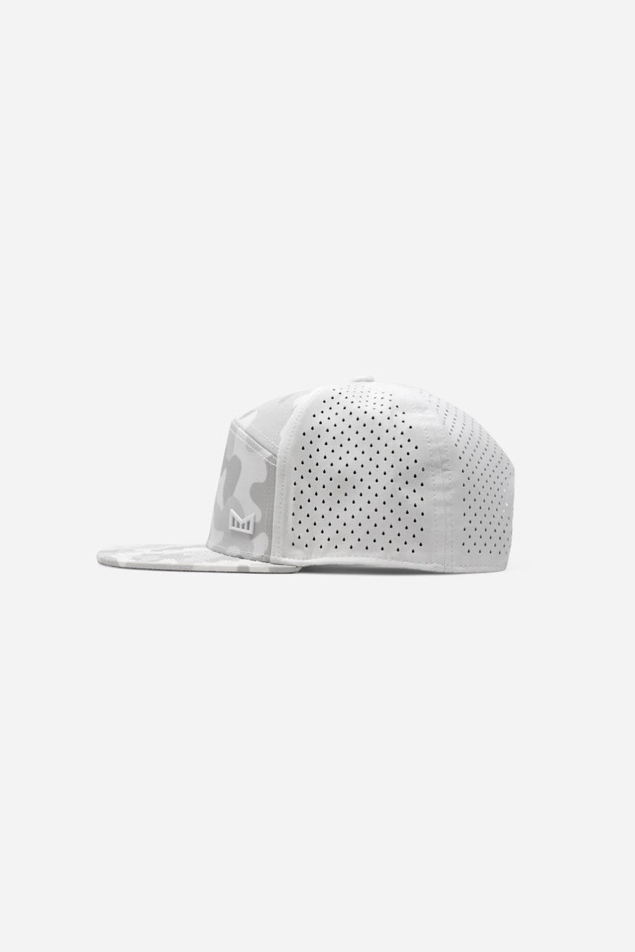 Melin Trenches Icon Hydro Snapback Hat in Snow Camo – side view