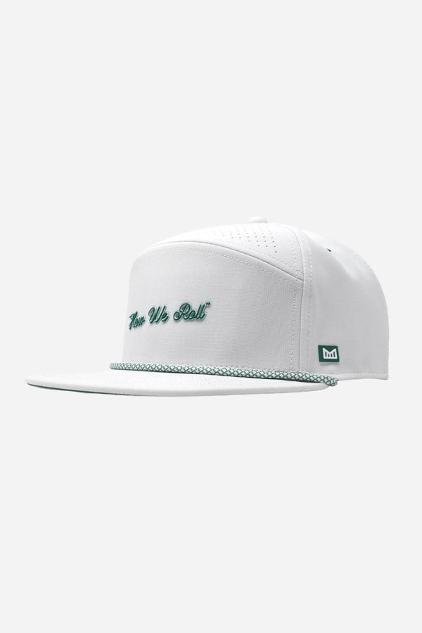 Melin Trenches Links Hydro Hat in White Green "How We Roll"