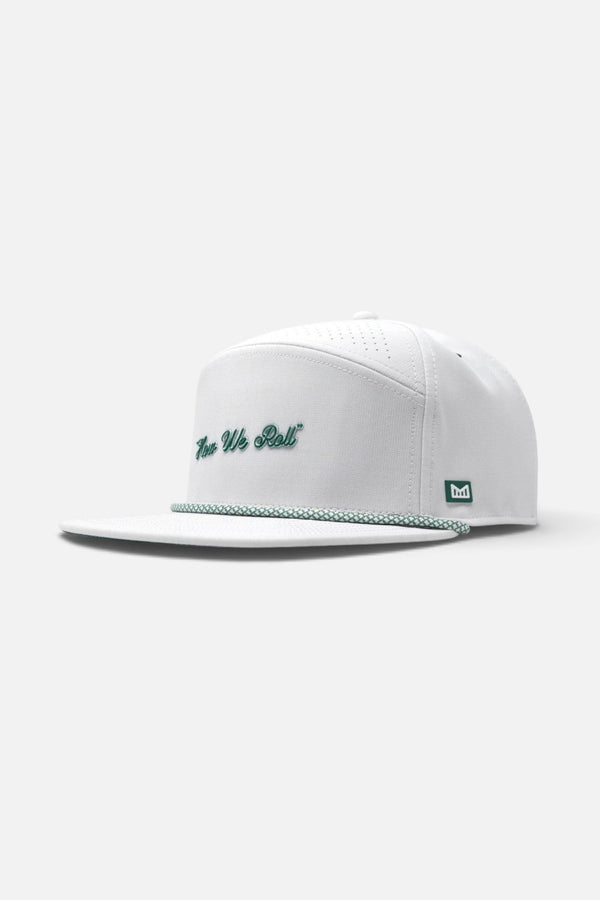 Melin Trenches Links Hydro Hat in White Green "How We Roll"