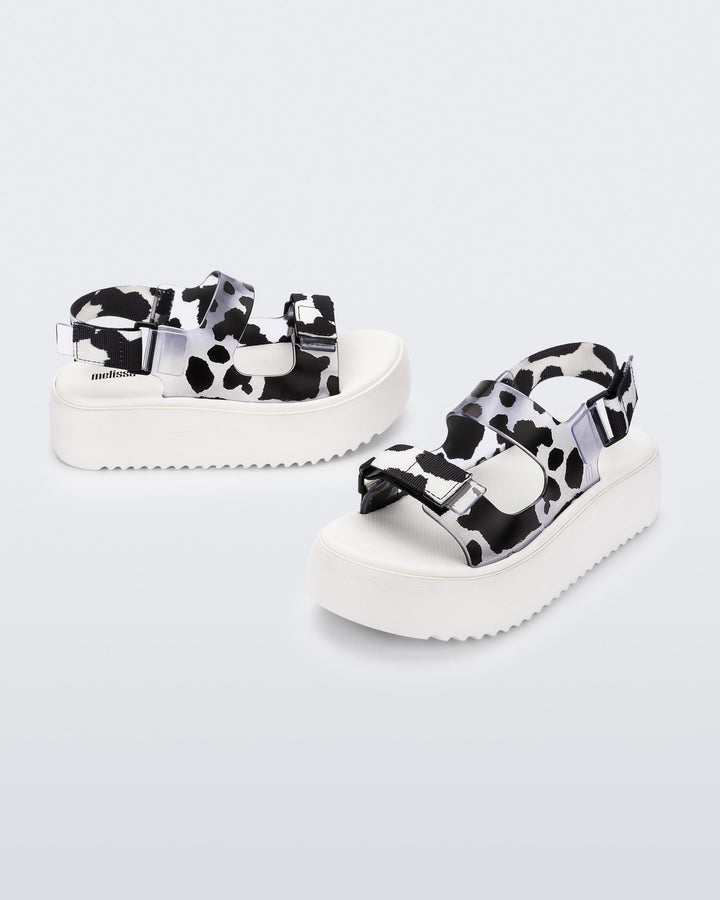 Melissa Brave Papete Platform in White/Glass/Black – back view