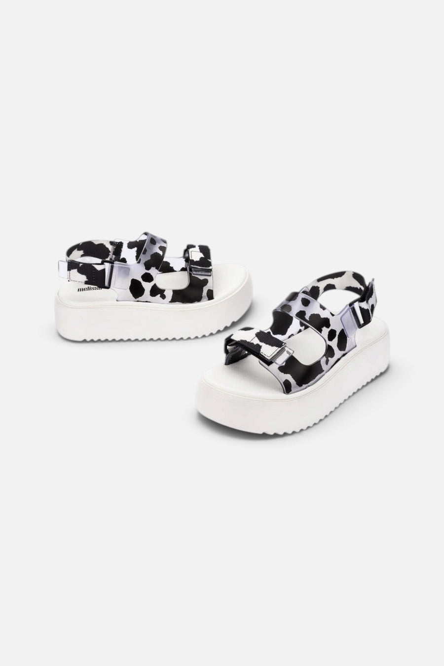 Melissa Brave Papete Platform in White/Glass/Black – back view