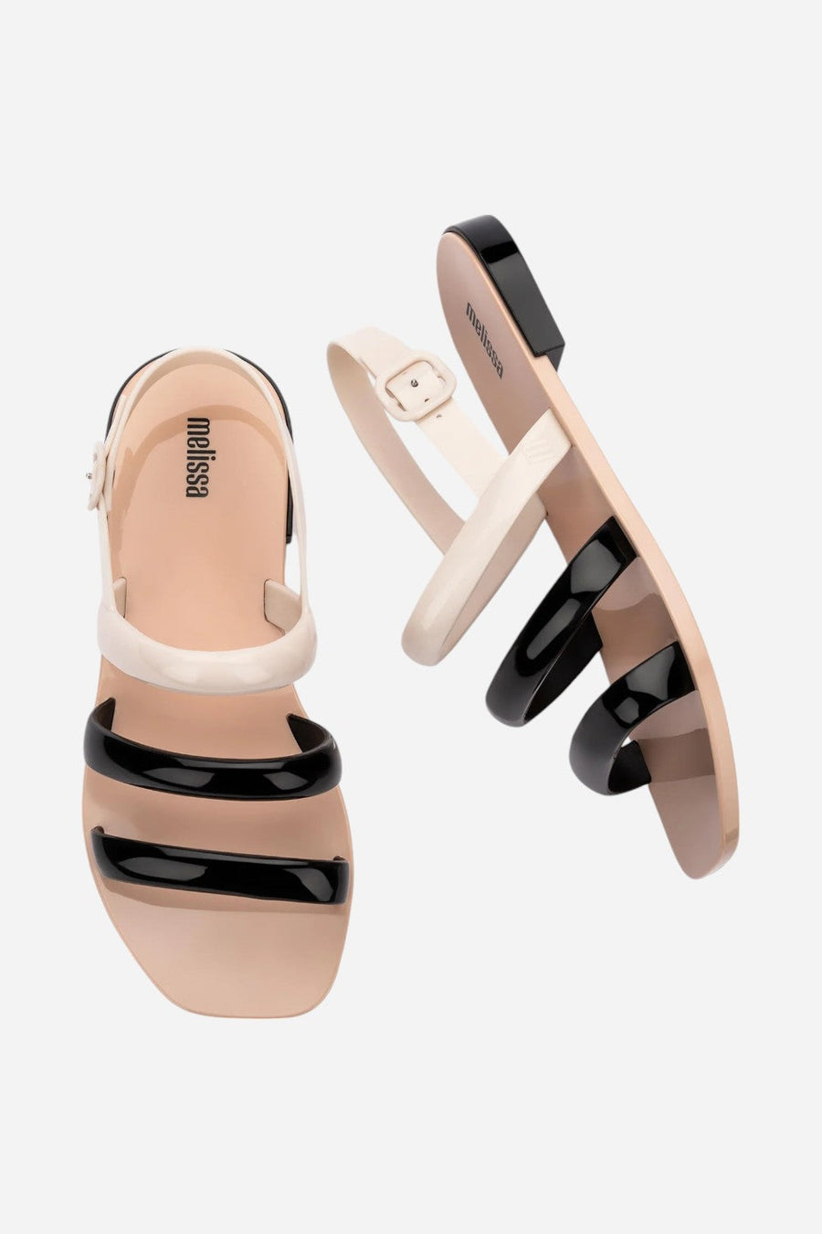 Melissa Essential Wave Sandals in Beige/Black – back view