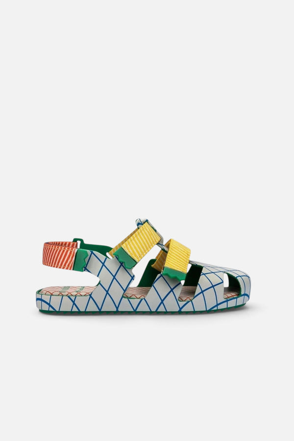 Melissa Mini Ioio + Fabula Baby Sandal in Green/Beige