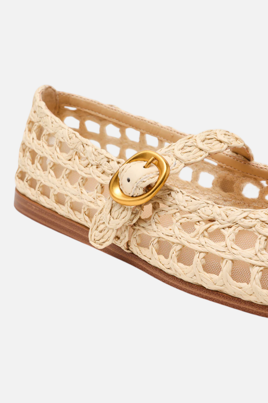 Steve Madden Women's Melody Natural Raffia Mary Jane Woven Buckle Flat