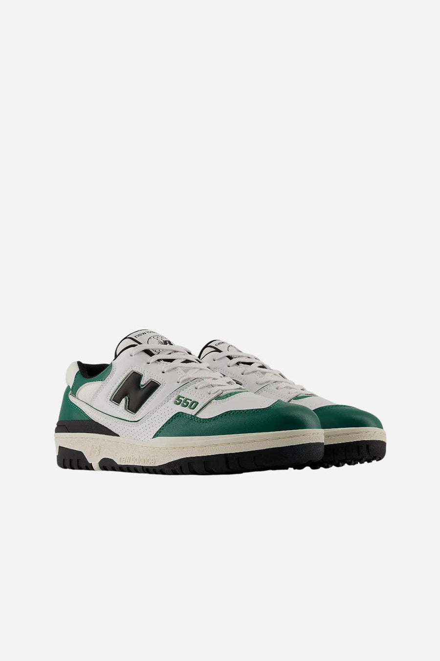 New Balance Men's 550 Golf SL in White with Green – three-quarter view