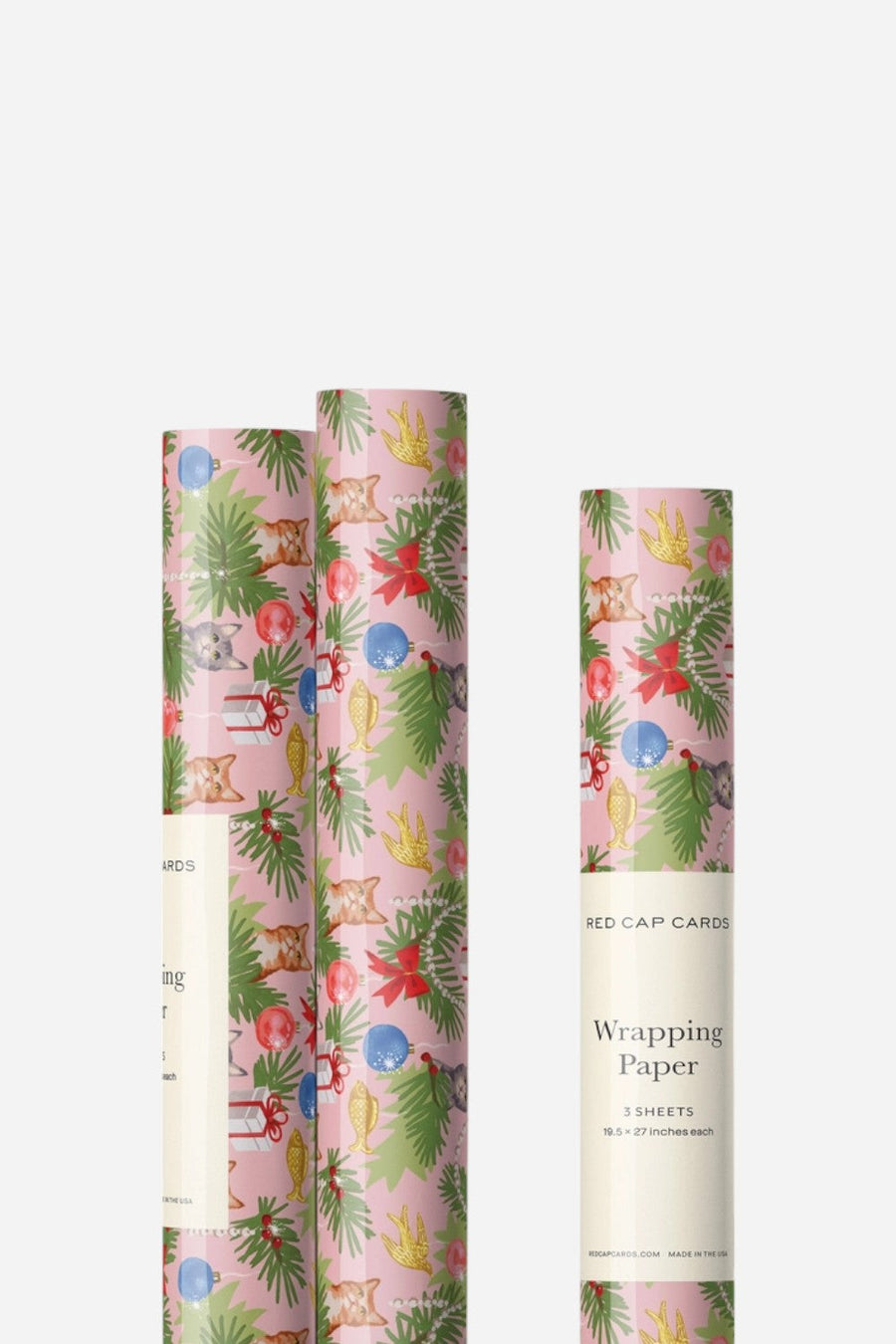 Meowy Christmas Single Sheet Wrapping Paper – front view