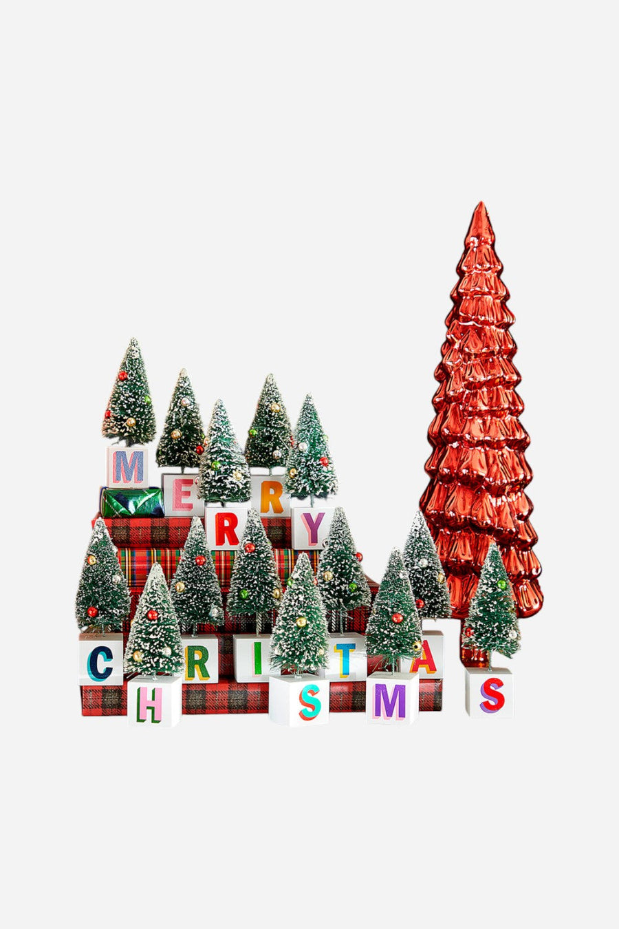 Merry Christmas Mini Tree set, Set of 14 – front view