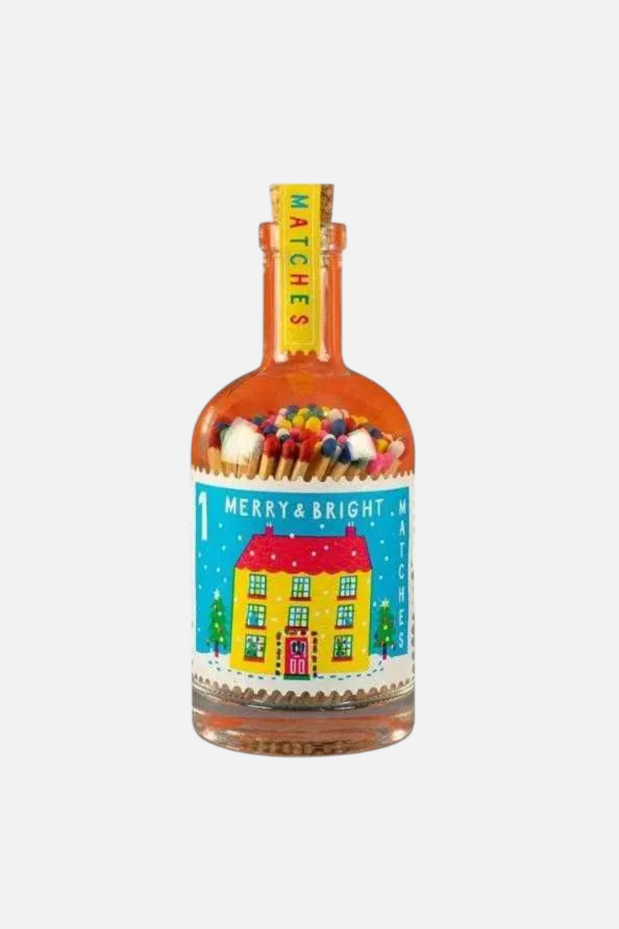 Merry Glass Bottle Matches – front view