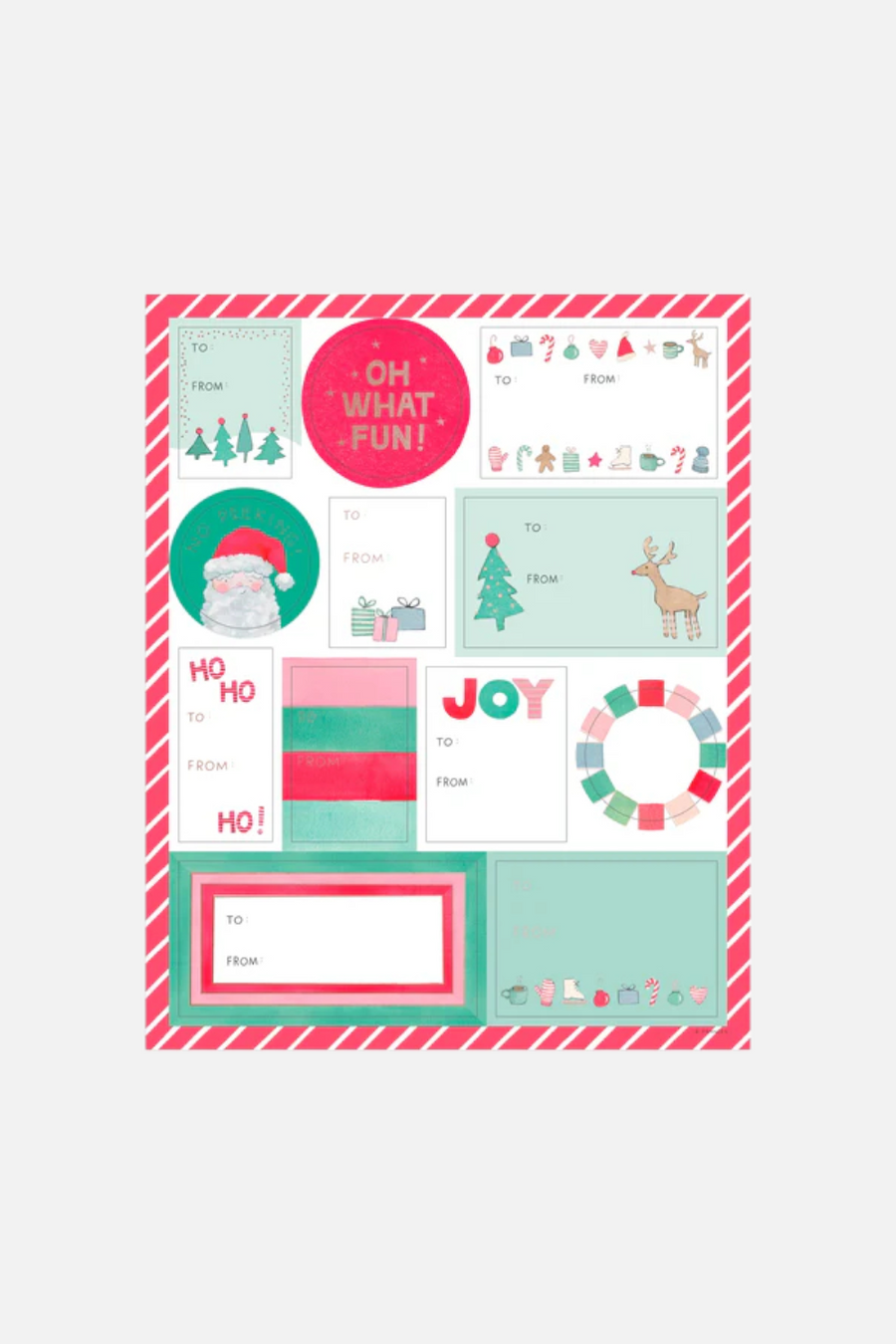 Merry Motif Gift Label Sticker Sheets – front view