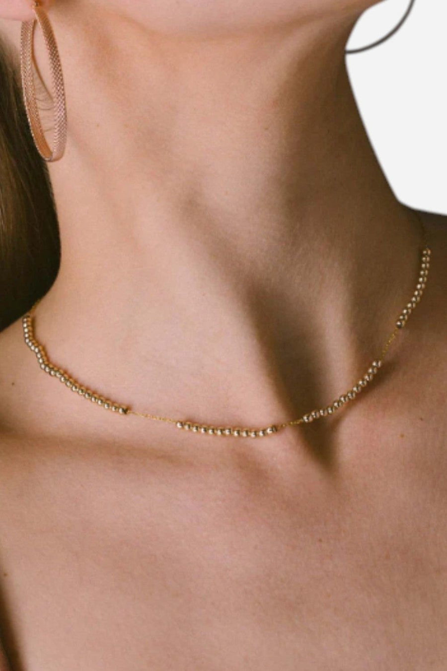 Metal Alchemist Dainty Round Alchemy Beaded Lasso Necklace - Gold – front view