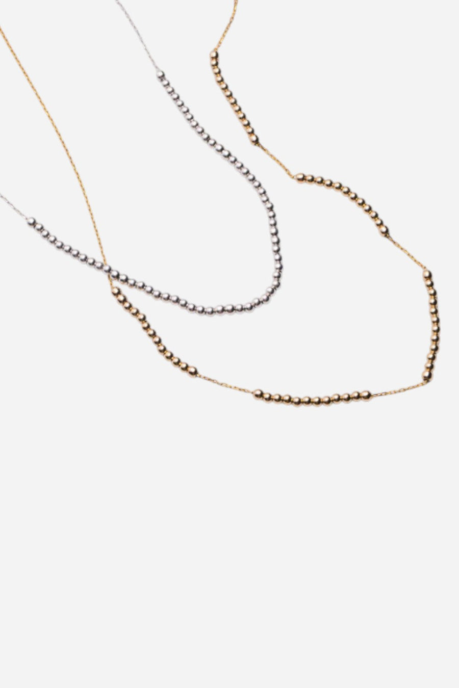 Metal Alchemist Dainty Round Alchemy Beaded Lasso Necklace - Gold – side view