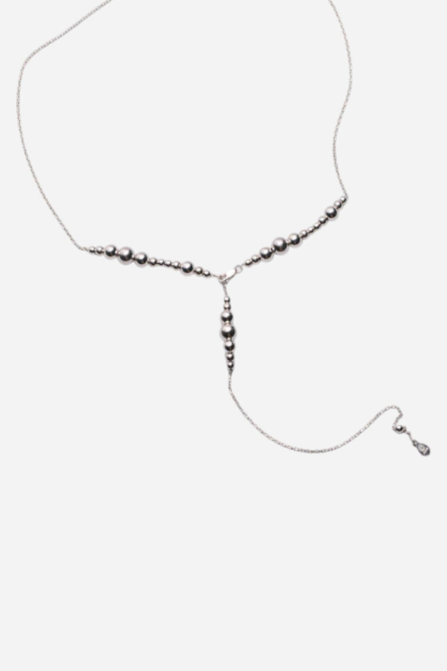 Metal Alchemist Round Alchemy Beaded Lasso Necklace - Silver – back view