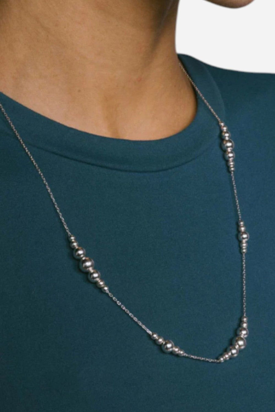 Metal Alchemist Round Alchemy Beaded Lasso Necklace - Silver – detail