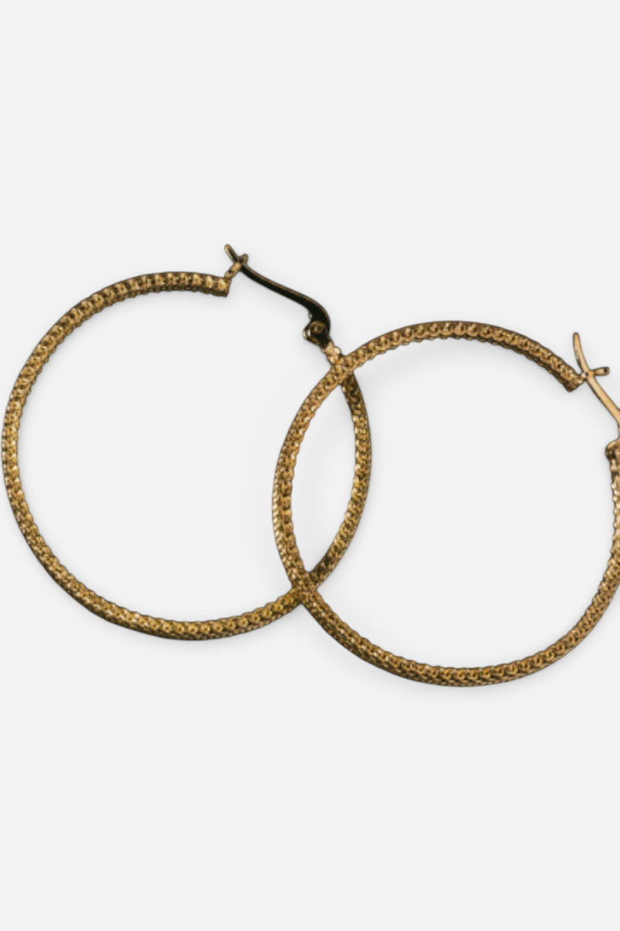 Metal Alchemist Woven Armor Hoop Earring - Gold 38 MM – back view