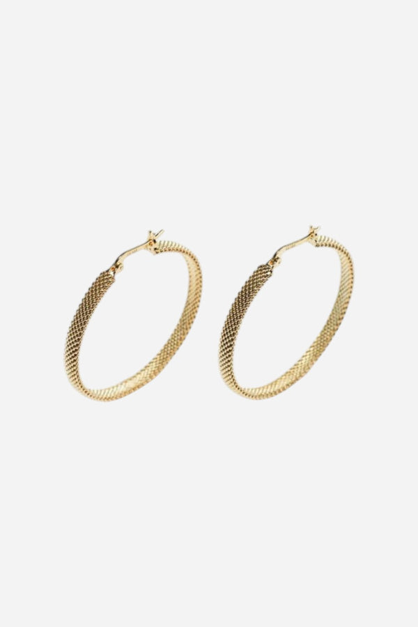 Metal Alchemist Woven Armor Hoop Earring - Gold 38 MM