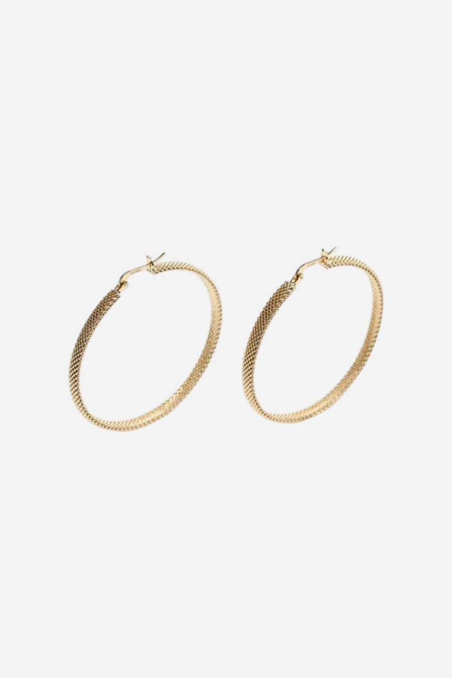 Metal Alchemist Woven Armor Hoop Earring - Gold 45 MM – back view