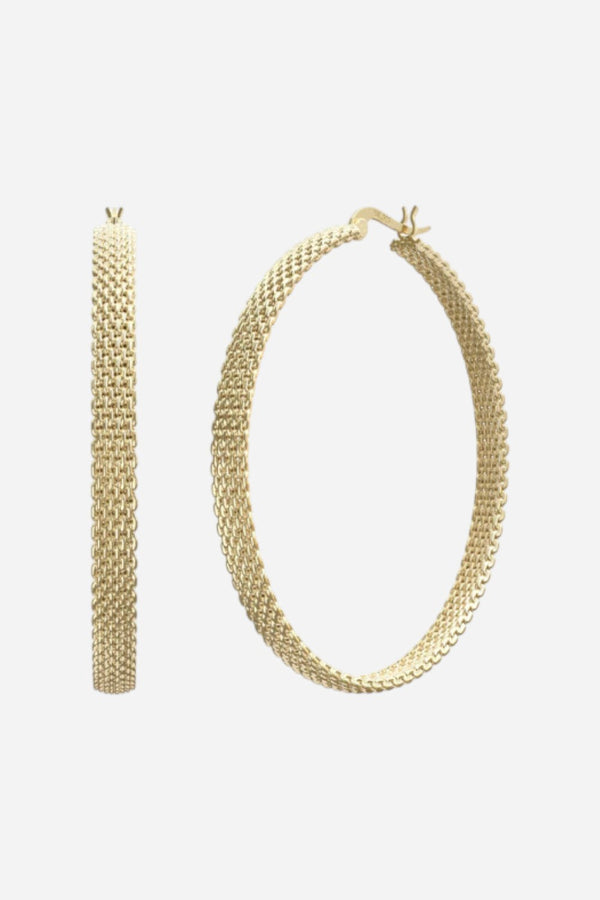 Metal Alchemist Woven Armor Hoop Earring - Gold 45 MM