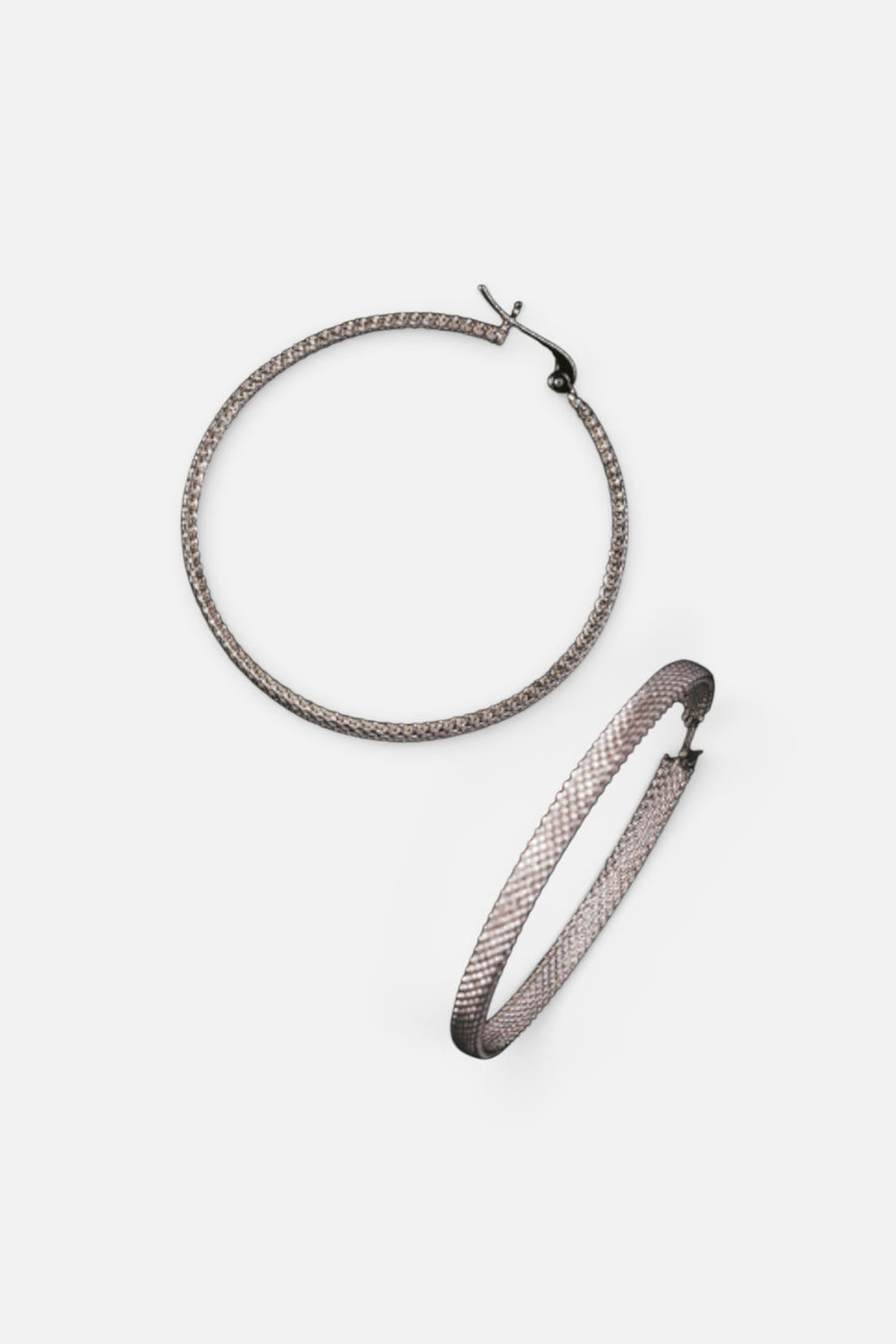 Metal Alchemist Woven Armor Hoop Earring - Silver 45 MM – side view