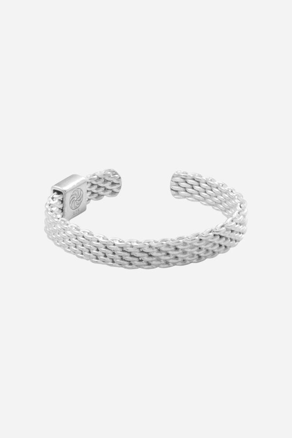 Metal Alchemist Woven Armor Ring - Silver 3 MM - M/L