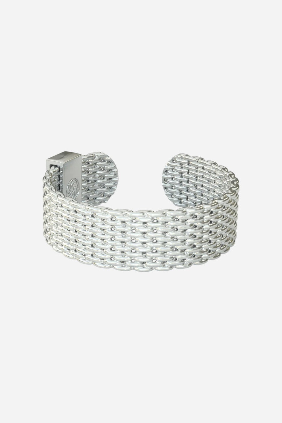 Metal Alchemist Woven Armor Ring - Silver 6 MM - M/L – front view