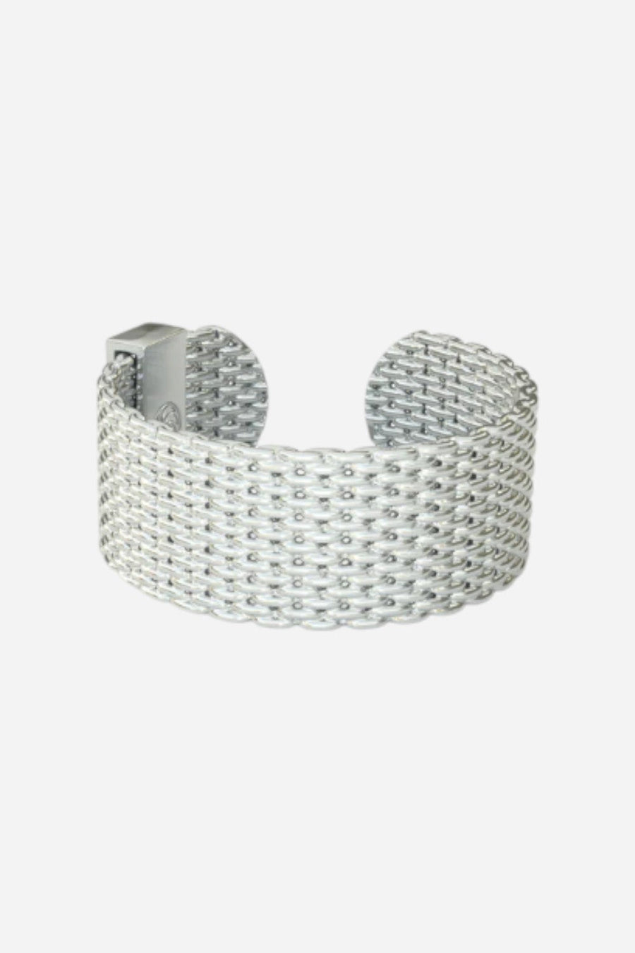 Metal Alchemist Woven Armor Ring - Silver 8 MM - M/L – front view