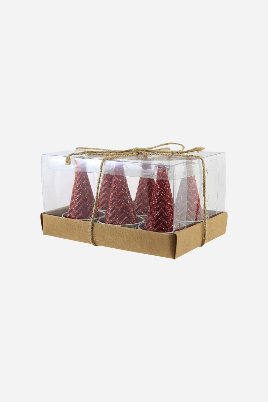 Metallic Tree Tea Light in Red Set of 6 – front view