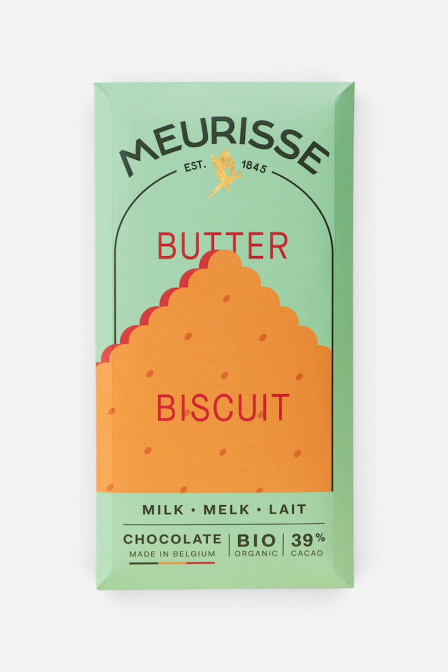 Meurisse Milk 39% Chocolate with Butter Biscuit – front view