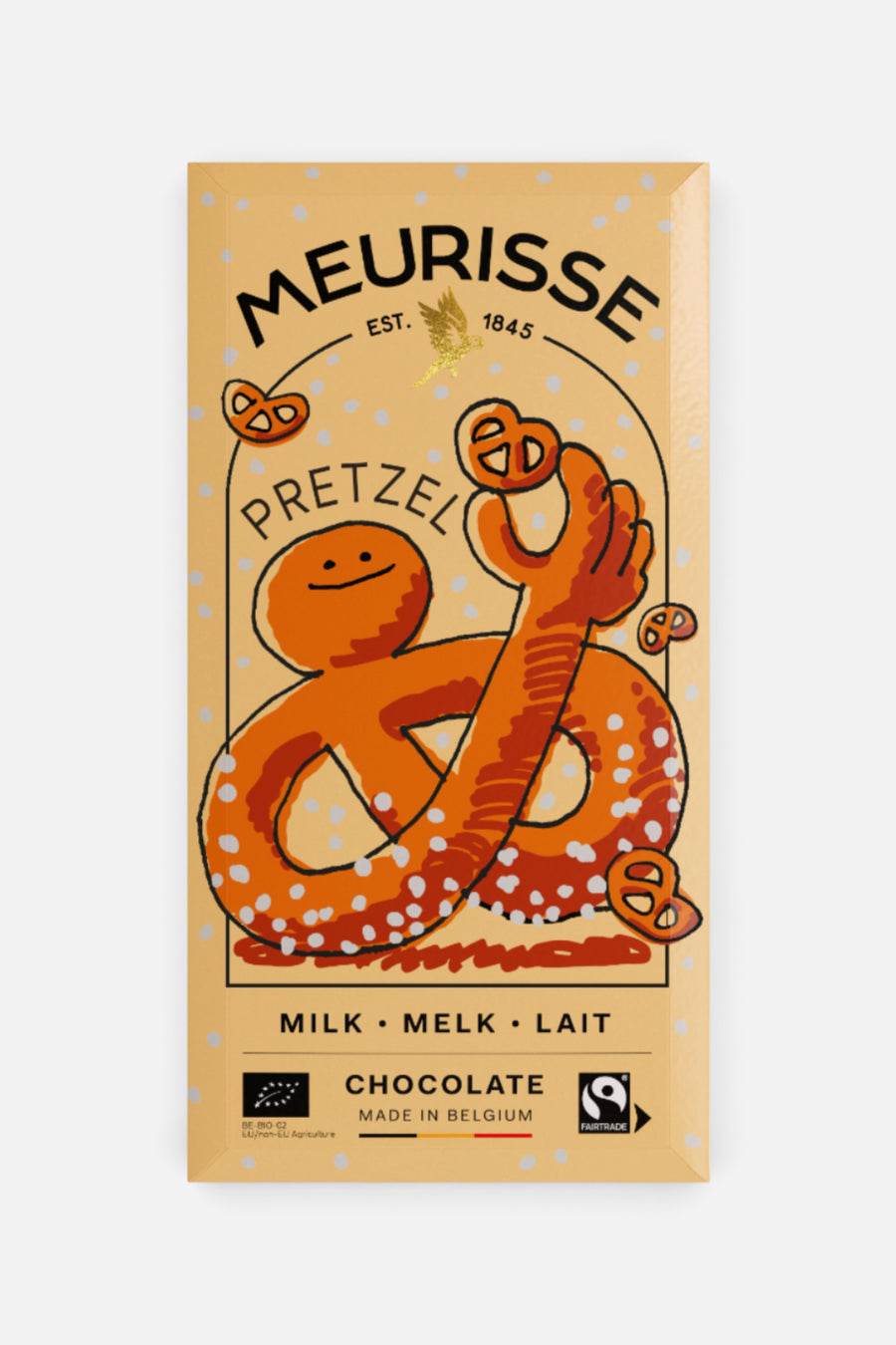 Meurisse Milk 39% Chocolate with Pretzels – front view