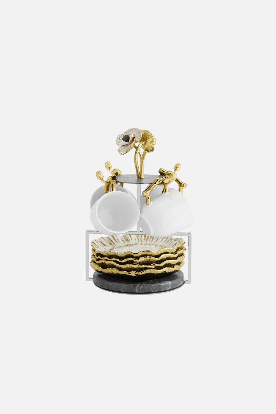 Michael Aram Anemone Demitasse Set & Stand – back view