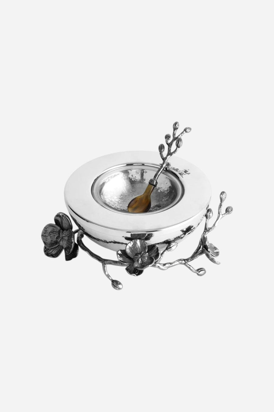 Michael Aram Black Orchid Caviar Dish with Spoon – front view