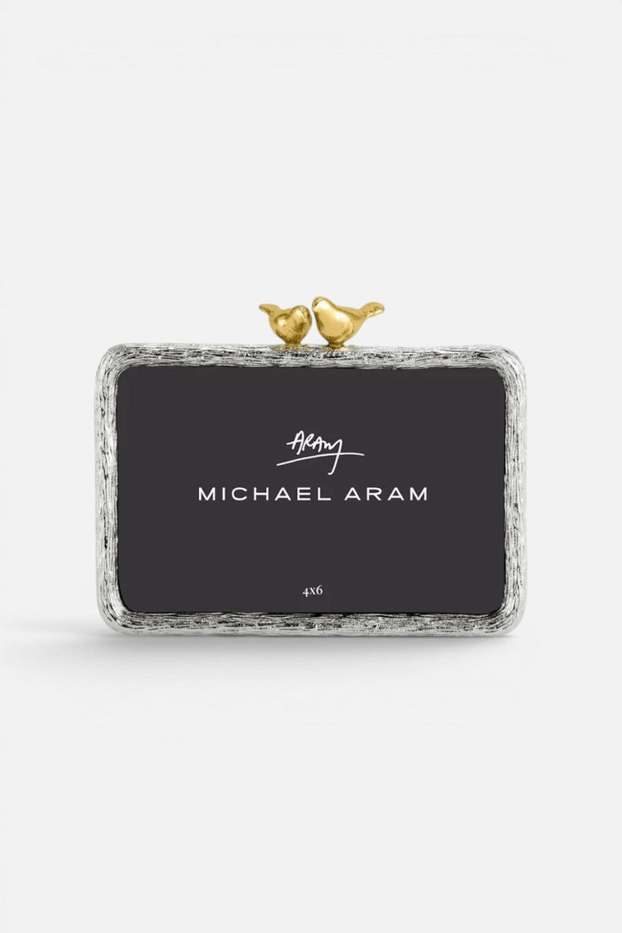 Michael Aram Lovebirds 4X6 Picture Frame in Silver & Gold – front view