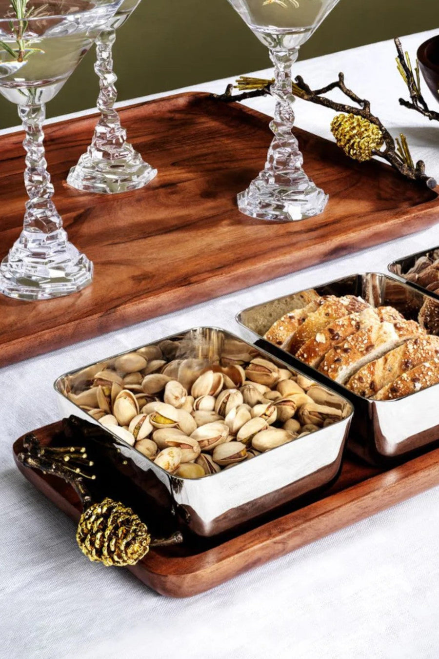 Michael Aram Pine Cone Wood Triple Bowl – alternate