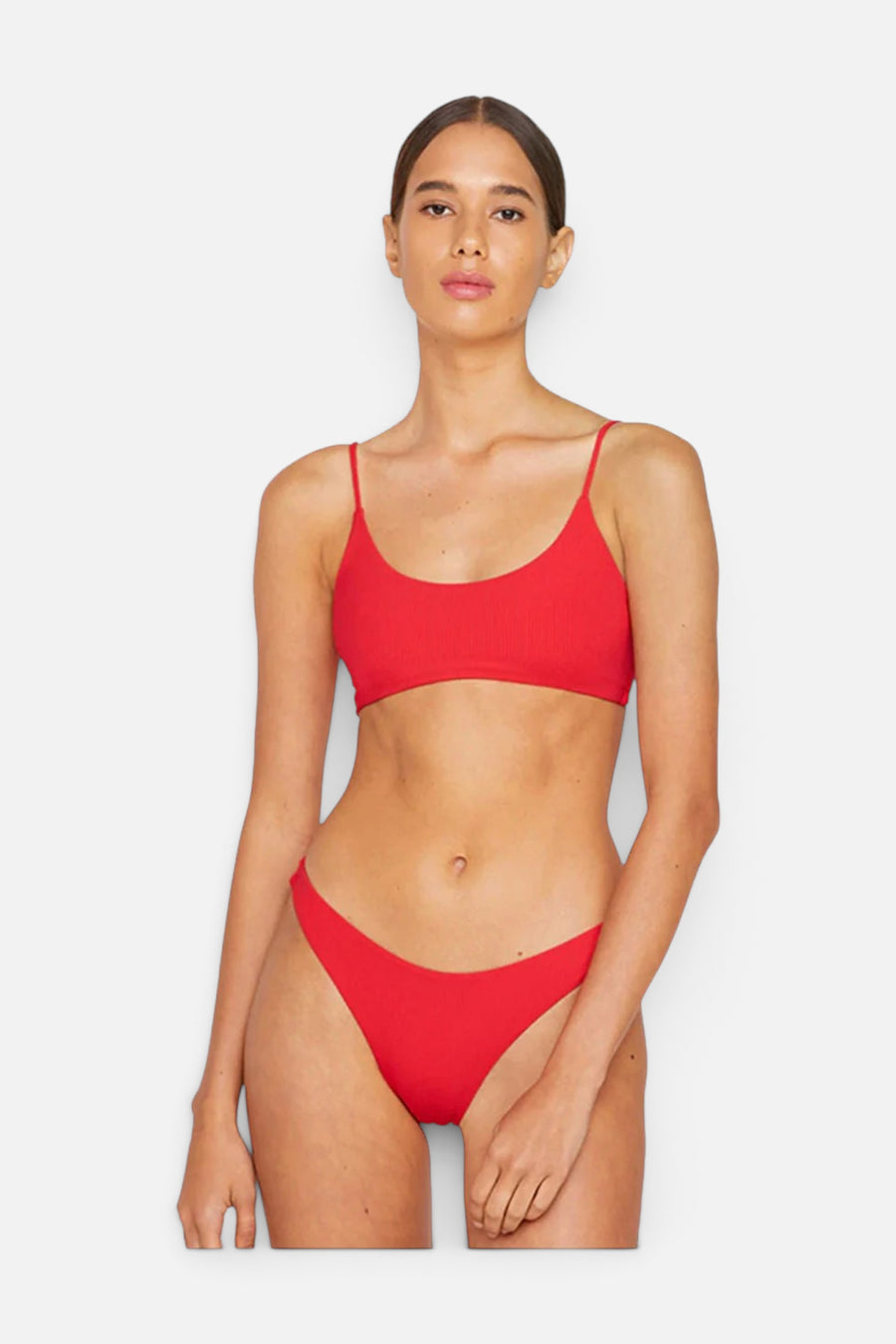 Mikoh Chala Top In Ribbed Poppy – front view