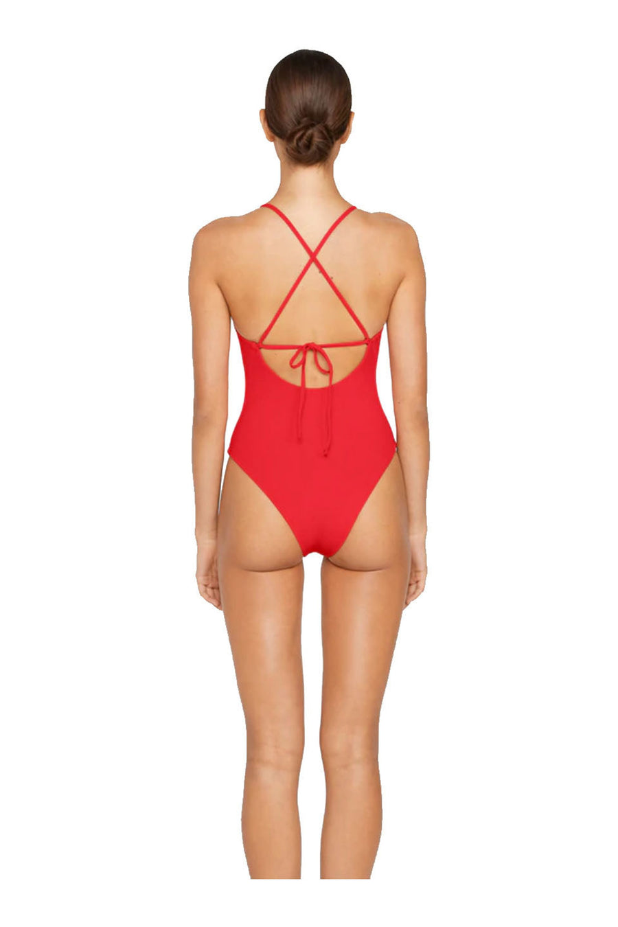 Mikoh Doms Ribbed One Piece In Poppy – back view