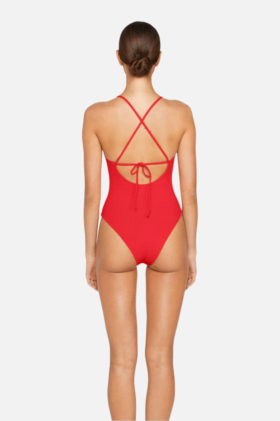 Mikoh Doms Ribbed One Piece In Poppy – on model