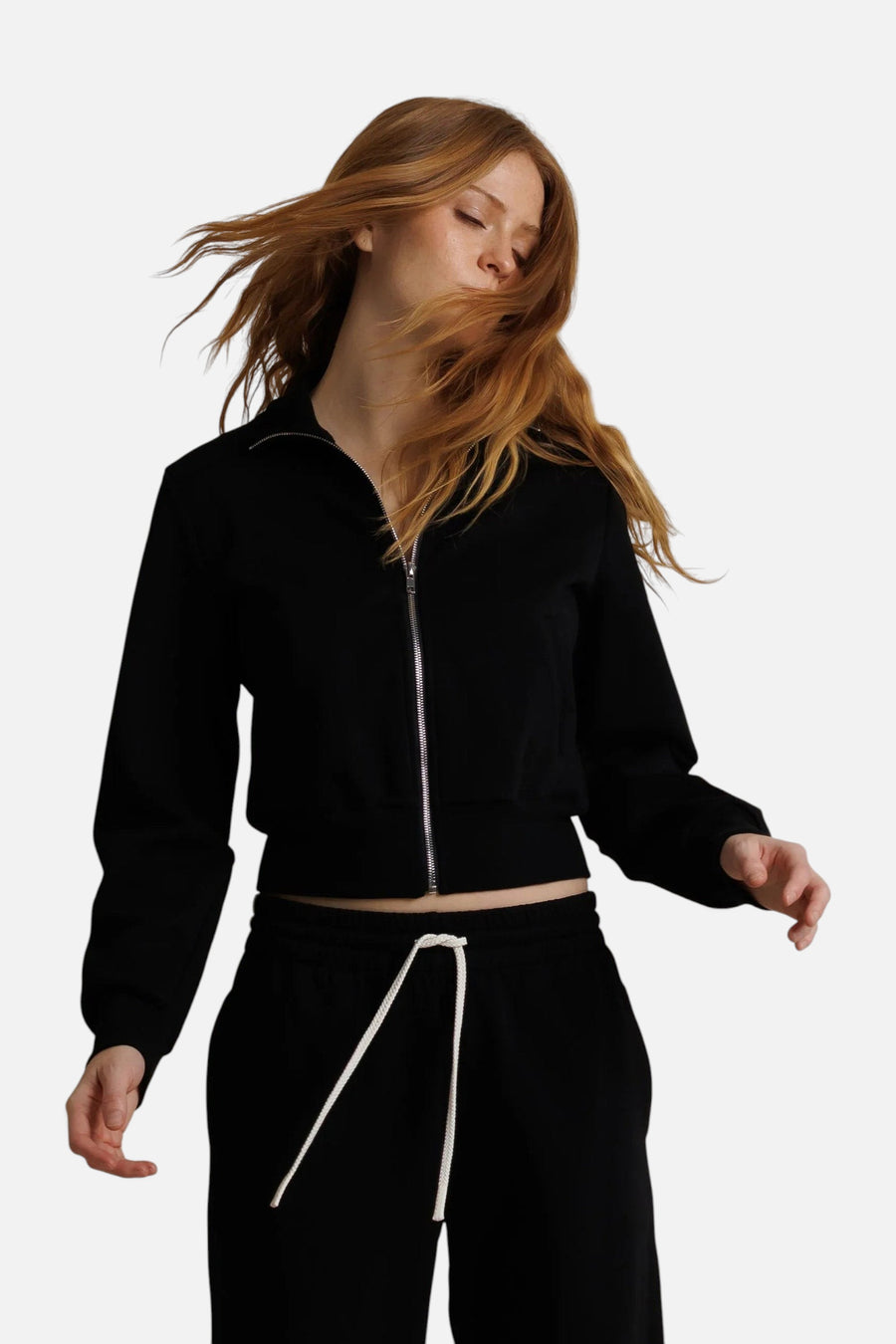 Milana Track Jacket in True Black – back view