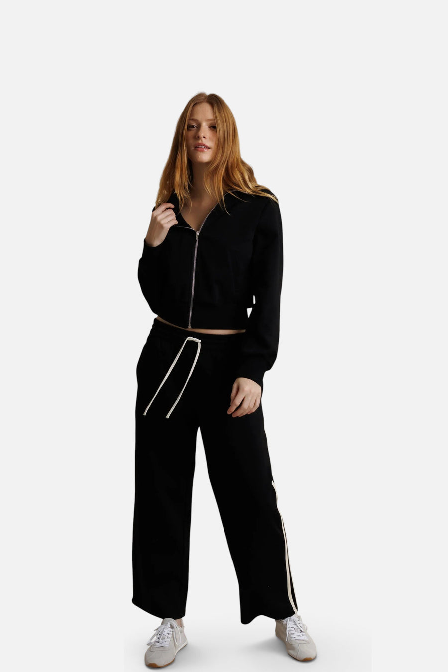Milana Track Jacket in True Black – side view