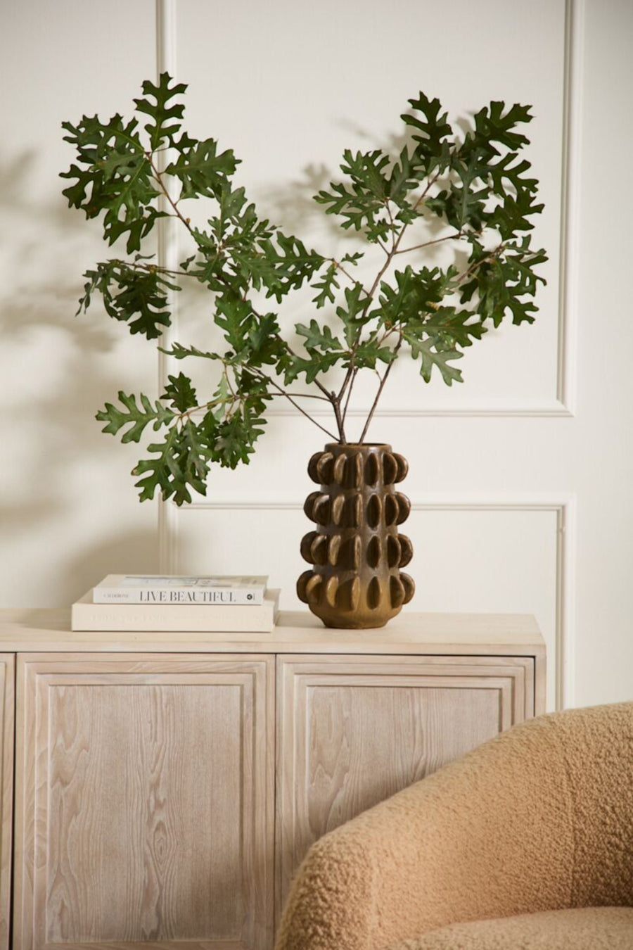 Millay Green Ceramic Vase, Large – detail