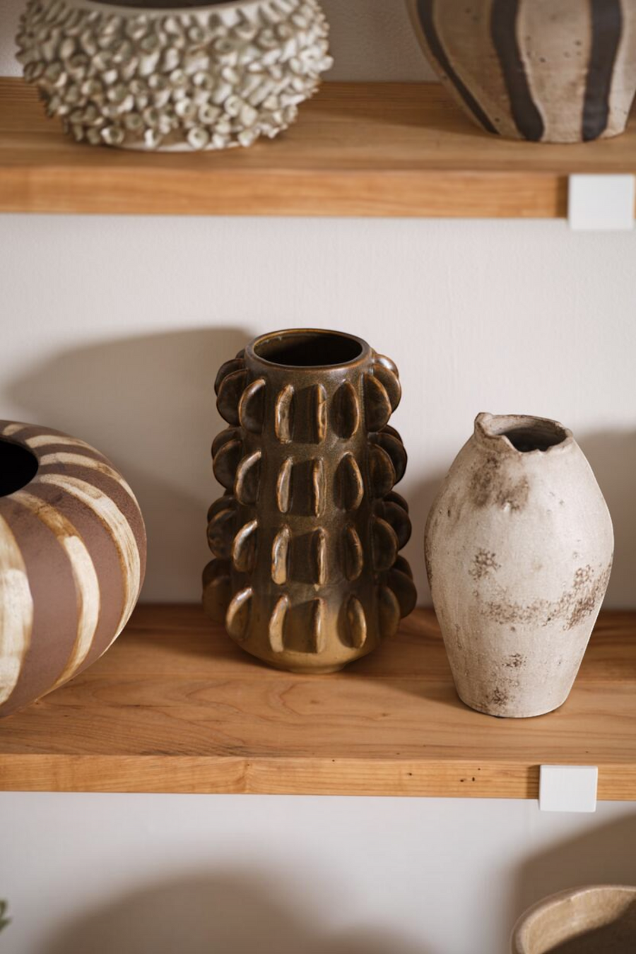 Millay Green Ceramic Vase, Large – side view
