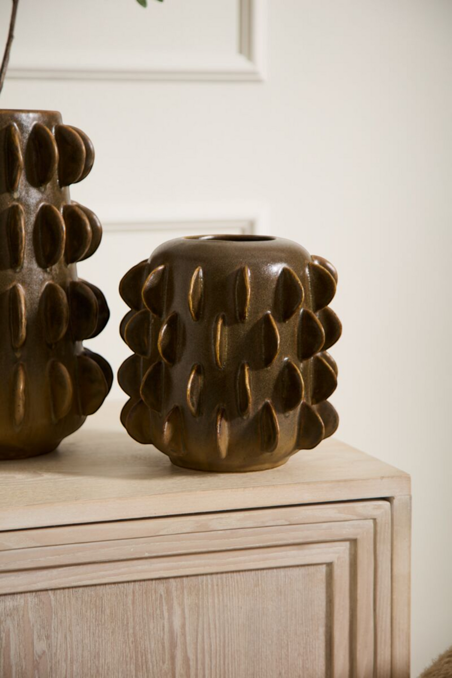 Millay Green Ceramic Vase, Small – back view