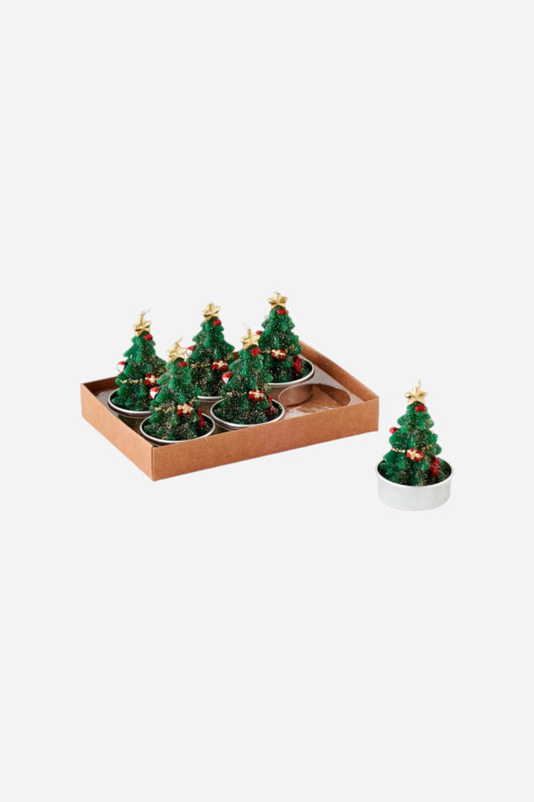 Mini Christmas Tree Tea Lights, Set of 6
