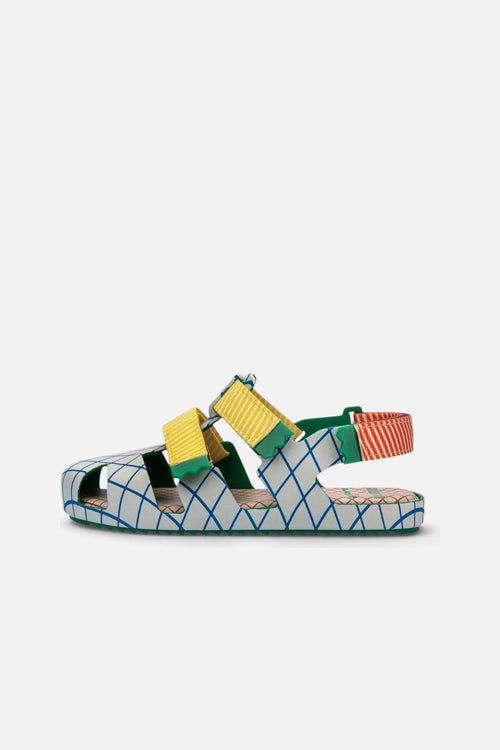 Mini Ioio + Fabula Baby Sandal in Green/Beige – side view