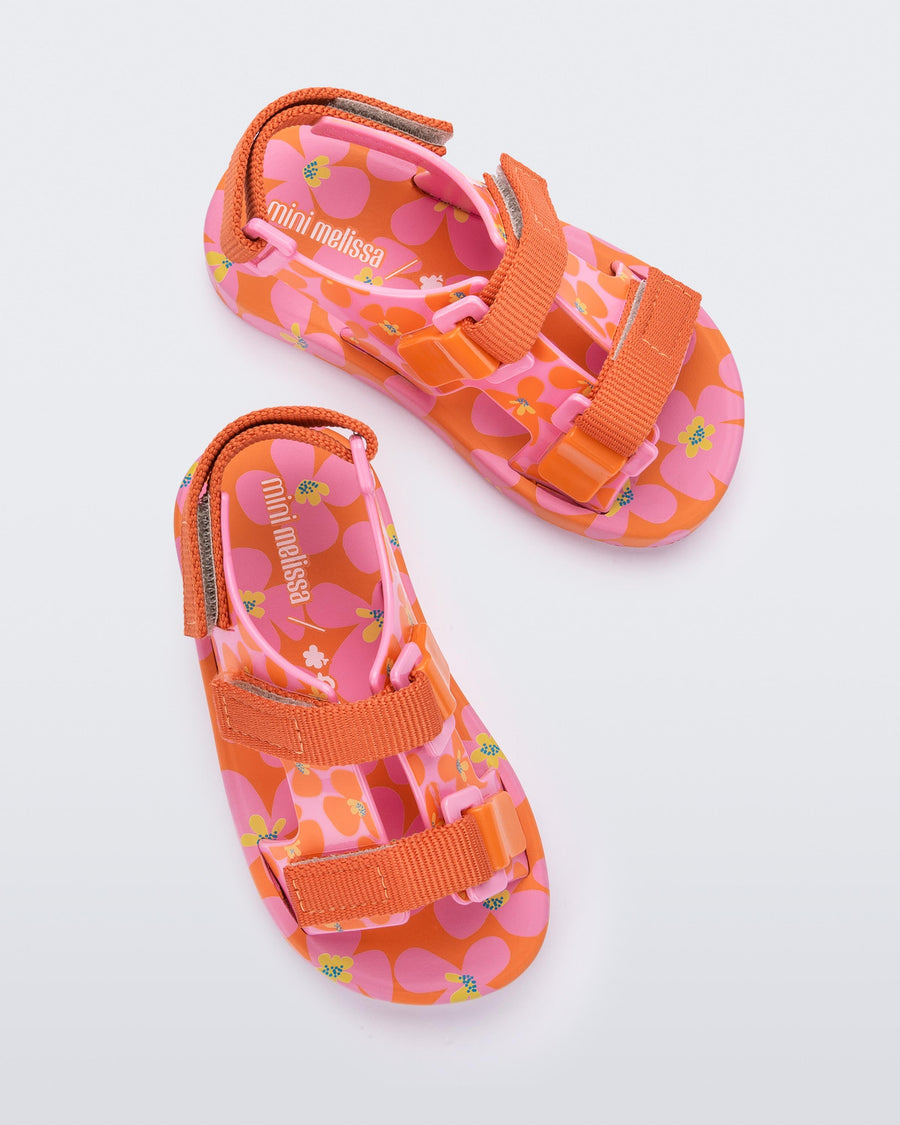 Mini Ping Pong + Fabula Baby Sandal in Orange/Pink – side view