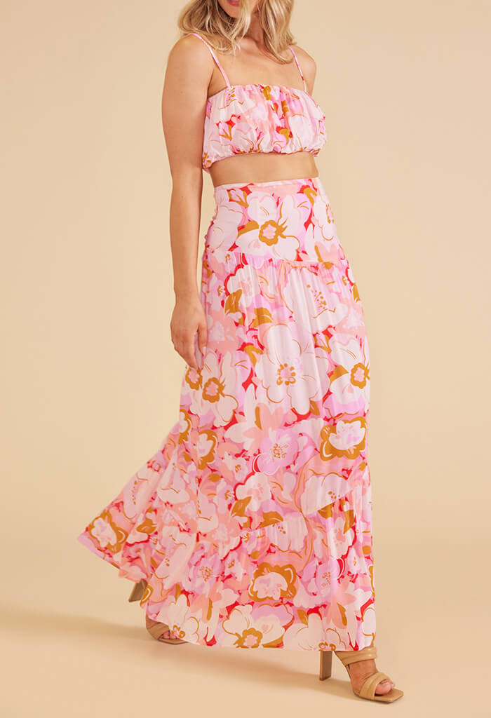 Mink Pink Josie Crop Top in Floral – side view