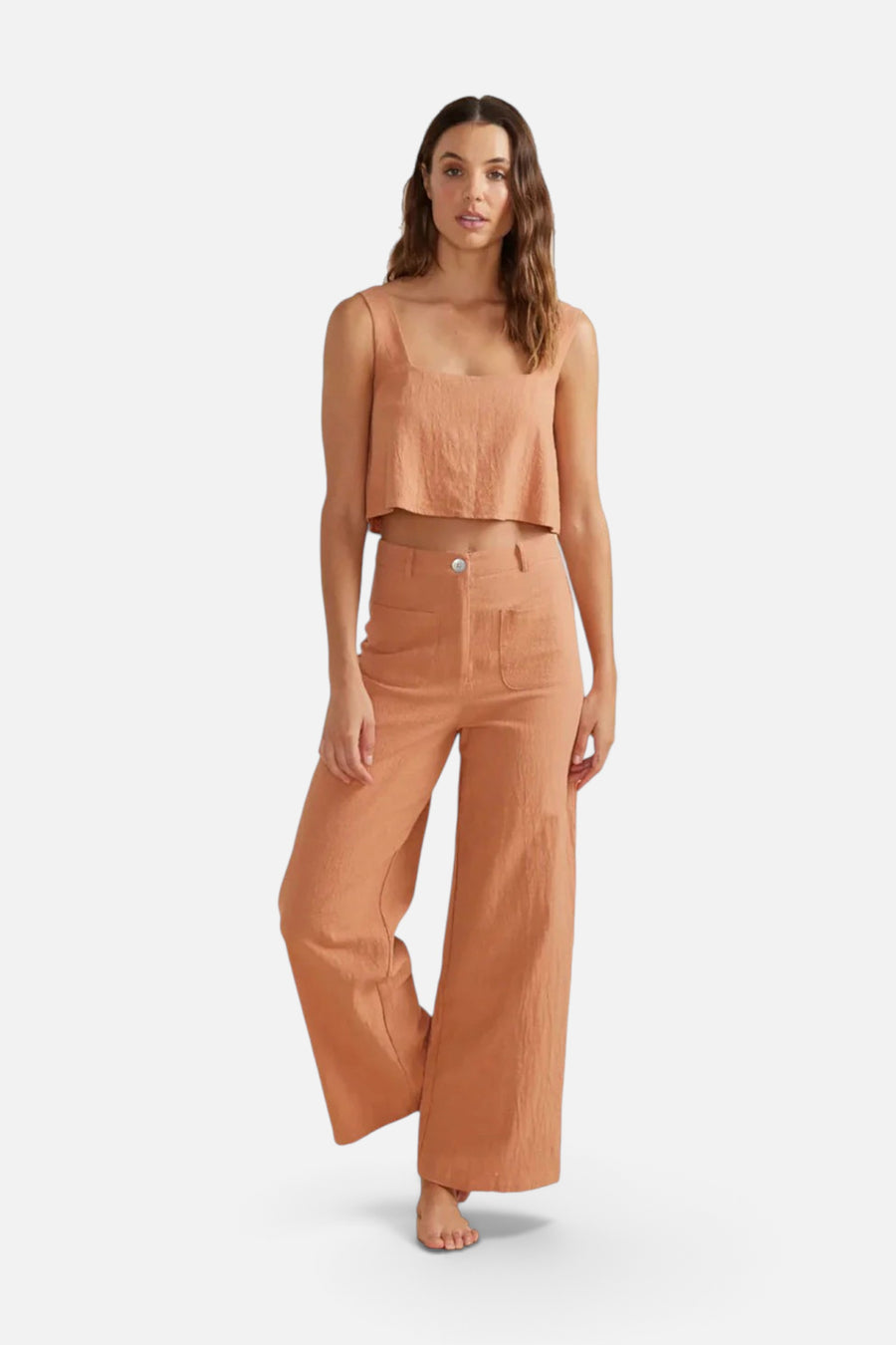 Mink Pink Leon Wide Leg Pants In Cinnamon – front view